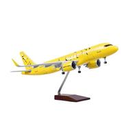 Generico Avion modèle A320 Spirit Airlines - Avion de collection échelle 1/80 de 47 cm avec lumières et chariot d'atterrissage fonctionnant (A320 NO LED)