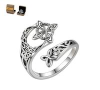 Genérico Bague de noeud de sorcière pour femme, bande ouverte celtique réglable, argent sterling 925, noeud de protection des sorcières, fait à la main, bijoux celtiques cadeau pour femme
