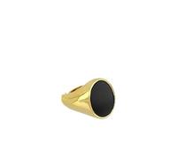 Generico Bague homme Mignolo ovale en argent 925, pierre onyx noire, finition dorée, style sceau