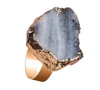 Generico Bagues tendance pour femmes, bagues en améthyste brute pourpre pour femme, bague améthyste réglable | Bague de brut de bijoux pour l'anniversaire de Noël du Nouvel An, riferimento