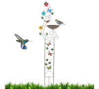 Genérico Bains d'oiseaux d'extérieur pour oiseaux avec assiette, art décoratif avec support pour plantes pour extérieur, jardin, terrasse, patio, décoration