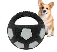 Genérico Ballon de football interactif pour chiens avec poignée pour mâcher - Ballon d'entraînement de chien, stimulation mentale, ennui, jeu intérieur et extérieur pour races