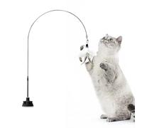Genérico Bâton en plumes pour chats avec cloche, accessoire incassable avec ventouse pour jeux chatons qui lutte contre l'ennui
