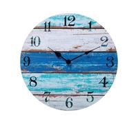 Generico Beach Wall Clock - Horloge murale facile à lire sur les , facile à lire sur le mur d'horloge, plage Themed Blue Clocks, Vintage Rustic Coastal Clockk For Workplace And Living