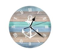 Generico Beach Wall Clock - Horloge murale facile à lire sur les , facile à lire sur le mur d'horloge, plage Themed Blue Clocks, Vintage Rustic Coastal Clockk For Workplace And Living