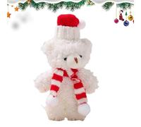 Generico Bear Plush - Christmas With Scarf And Top Hat | Soft Stuffed Toy For Holiday Decor, And Birthdays | Cute Brown Or White Cartoon Bears Ornament