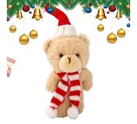 Generico Bear Plush - Christmas With Scarf And Top Hat | Soft Stuffed Toy For Holiday Decor, And Birthdays | Cute Brown Or White Cartoon Bears Ornament