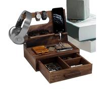 Generico Bedside Organiseur pour Nightstand | Wooden Phone Docking Station with Drawer | Desk Nightstand for Husband Dad Key Holder Stand Wallet Watch