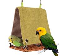Genérico Bird Hut Hammock Cage Rattan Swing, Scratch Resistant Accessory with Sturdy Build, Premium Quality Pet Gear, Lovebirds Parakeet Cockatiels Budgies Daily Routine Indoor Outdoor Aviary Use
