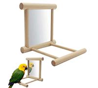 Generico Bird Mirror Toy Hummingbird Swing Bird Perches, Natural Wood Stand for Play & Rest, Parakeets Conures Cockatiels Cage Swing Wood Mirror, Bird Cage Wooden Stand for Hummingbird Birds