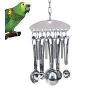 Generico Bird Stainless Steel Bell Toys - Parrot Chew Ring | Parrot Spoon Ring Toy | Chewing Swing Bite Toy And Accessories For Cockatoos, Finches, Lovebirds, Parakeet Mental And Physical Stimulation