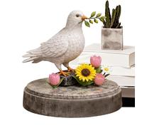 Generico Bird Statue - Peace Bird Statue With Flower Design, Tabletop Art Sculpture Resin Figurine, Birds Sculpture | For Living Room Kitchen Desk, Bedroom Bookshelf Entryway Home Decor