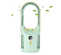 Generico Bladeless Desk Fan, 5-Speed Quiet Air Circulator, Night Light Feature with 1800mAh Battery, Compact Cooling Device, for Camping, RV, Travel, Office, Dorm, Bedroom, Car, Living Room