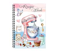 Genérico Blank Recipe Book, Cook Notebook, 5,82 x 8,26 pouces Portable Handwritten Planner Style with 100 Sheets Spiral Design, Empty Cookbook for Baking Prep, Planning, Recording, Beginners, Kitchen