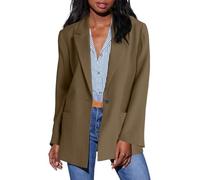 Generico Blazer de Travail pour Femmes d'Hiver Curvy Tempérament Veste Blazer Femmes Surdimensionné Couleur Unie Cardigan Classique Blazer d'Été Femme Bureau Business Grande Taille Veste, Kaki, XL