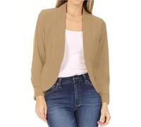 Generico Blazer Femme Curvy Élégant Classique Veste Blazer Femme Casual grande taille Tailleur Veste Cérémonie Blazer D'été Femmes Manches Longues Couleur Unie Cardigan, Kaki, XXL
