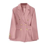Generico Blazer Femme Curvy Surdimensionné Cérémonie Veste Blazer Femme Hiver Court Cardigan Classique Veste D'hiver Femme avec Revers Grande Taille Veste, rose, M Plus