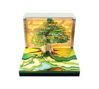 Genérico Bloc-notes 3D Almanach horloge de temps 2026, bloc de notes adhésives artistiques 3D - Motif maison d'arbre pour décoration de bureau à Noël et cadeaux