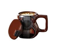 Generico Bocal à boisson pour guitare 3D en céramique avec couvercle - Design instrument de musique - Thème avec poignée confortable | Pour femmes et hommes