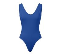 Genérico Body pour femme sans manches avec col rond et dos nageur, haut sexy sans manches pour femme, bleu, S