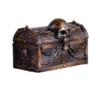 Genérico Boîte à bijoux en résine avec crâne et chaînes, boîte de rangement pour souvenirs, fête pirate, cadeaux d'anniversaire, Halloween, Noël