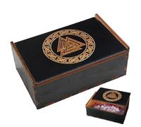 Genérico Boîte à cartes de tarot faite à la main - Rangement en bois massif avec couvercle coulissant, organisateur vintage pour cartes d'oracle, cristaux, bijoux | décoration de de r