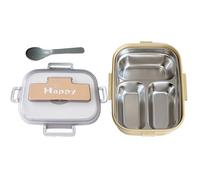 Generico Boîte à déjeuner à trois compartiments - En acier inoxydable - Boîte à déjeuner chauffante pour étudiants - Boîte pour voyage au bureau, l'école, la nourriture