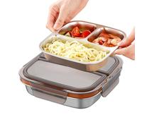 Generico Boîte à lunch en acier inoxydable | Anti-goutte 600 ml avec 3 compartiments | Boîte à lunch pour, pour pique-nique, sport, plage, voyage, vacances, bureau, long voyage