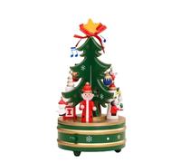 Genérico Boîte à musique de Noël - 4,33 x 4,33 x 8,27 pouces de musique de Noël en bois | Décoration pour le salon | Décoration de Noël pour cartes de table Nappe Off