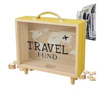 Generico Boîte d'archives en bois transparent 20,5 x 18,5 x 7 cm | Vitrine pour économiser des pièces de monnaie, des cartes, des collections de cartes postales, cadre pour conserver les