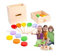 Genérico Boîte de coïncidence, boîte de tri de couleur, type de tiroir, jeu de pièces de monnaie en bois, 7 couleurs of Spheres Jeu de tri pour jardin d'enfants