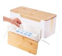 Genérico Boîte de rangement de câble - Rangement de câbles, support de fil | Cas de gestion de câble de fente, correcteur de câble de couvercle en bois pour la station d'écriture