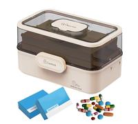 Generico Boîte médicale pliable - Boîte transparente à trois niveaux | portable avec serrure, usage familial, scolaire et voyage, parfait pour les médicaments, les cosmétiques, les bijoux, la pratique