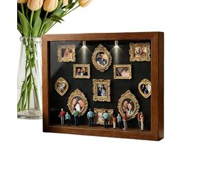 Generico Boîte Silhouette Mini musée en bois résine 31 cm - Kit cadre Shadow Box | Mini cadres dorés lumineux vitrine lumière chaude cadre décoratif résistant pour art photo maison cadeau