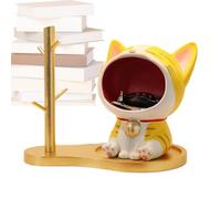 Genérico Bol à bonbons avec chat - Statuette de chat en résine pour la chance - Récipient pour petits objets | Plateau pour friandises et entrée salle à manger salon chambre