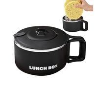 Genérico Bol à soupe avec couvercle - Tasse de cuisson de 1200 ml, tasse de nouilles instantanées en acier inoxydable, bol japonais portable | Tasse à soupe passe au micro-ondes avec poignée pour