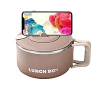 Genérico Bol avec couvercle - Tasse à soupe en acier inoxydable à double | Pot à nouilles portable de 1200 ml | Bol instantané instantané résistant à la chaleur avec poignée et parole, parfait