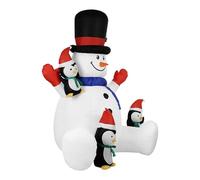 Genérico Bonhomme de neige de Noël gonflable : figurine lumineuse LED de saison de 5 pieds, décorative changeant de couleur avec pingouins, scène de Noël pour intérieur et extérieur | Écran gonflable