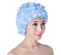 Genérico Bonnet de natation 3D avec fleurs - Brocart | Chapeau pétales floraux | Tête d'eau douce imperméable type cheveux longs/courts femmes filles piscine plage bain compétition emploi