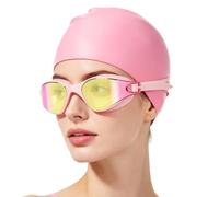Genérico Bonnet de natation et lunettes Protection UV Vision large HD | Lunettes de natation pour adultes pour plongée, exploration, jeux aquatiques, piscine, zone eaux ouvertes