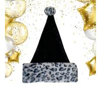 Genérico Bonnet de Père Noël - Bonnet de Père Noël en peluche avec imprimé léopard double couche | Chapeaux festifs et chauds pour photographie, défilé, fête costumée, Père Noël Hatt