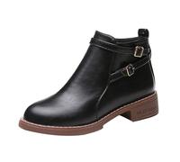 Generico Bottines pour femme à talons bas, bottines d'hiver confortables et élégantes, bottes coupe-vent souples noires pour femme basse, bottes Texani femme, Noir , 37 EU