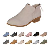 Generico Bottines pour femme d'hiver élégantes, bottines pour femme, automne, confortable, basses, coupe-vent, bottes décontractées pour femme à talons bas, Blanc, 41 EU
