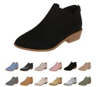 Generico Bottines pour femme d'hiver élégantes, bottines pour femme, automne, confortable, basses, coupe-vent, bottes décontractées pour femme à talons bas, Noir , 41 EU