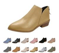 Generico Bottines pour femme d'hiver élégantes, bottines pour femme, automne, confortable, basses, coupe-vent, bottes décontractées pour femme à talons bas, or, 39 EU