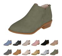 Generico Bottines pour femme d'hiver élégantes, bottines pour femme, automne, confortable, basses, coupe-vent, bottes décontractées pour femme à talons bas, vert, 41 EU
