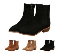 Generico Bottines pour femme élégantes, bottes d'hiver confortables basses, bottines souples bottines coupe-vent Chelsea bottes femme talon bas, bottes Chelsea femme, Noir , 43 EU