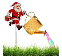 Generico Bouilloire de Noël avec Père Noël | Décoration d'arrosoir en métal avec LED, décorations de jardin, bouilloire d'extérieur - Pour jardin, cour, patio, pelouse