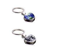Generico Boule Porte-clés Terre et Lune (2 pièces) Couleur Argent Double Face Lumineux Système Solaire Horoscope Magie Astri Constellation Gadget Accessoires Sac À Dos Idée Cadeau Homme Femme, argent