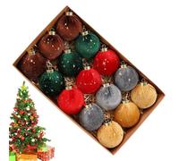 Genérico Boules de velours - 15 pièces de décoration de fête floquée rustique | pour sapin de Noël, maison de campagne, chambre, salle de bain, hiver, table de chevet, couloir, école,